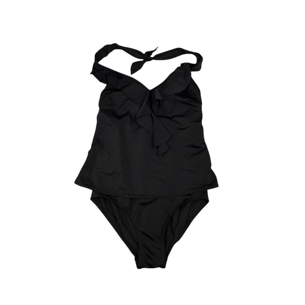 Contour‎ by Beach Scene One Piece Swimsuit Women 8 Black Ruffled Halter Padded